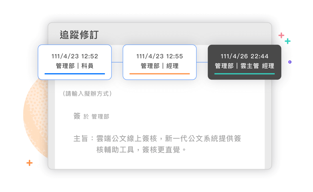 一眼看出公文修改及簽核記錄